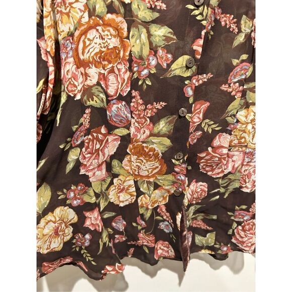 CAbi Silk Multicolor Floral Print Blouse - Picture 4 of 9